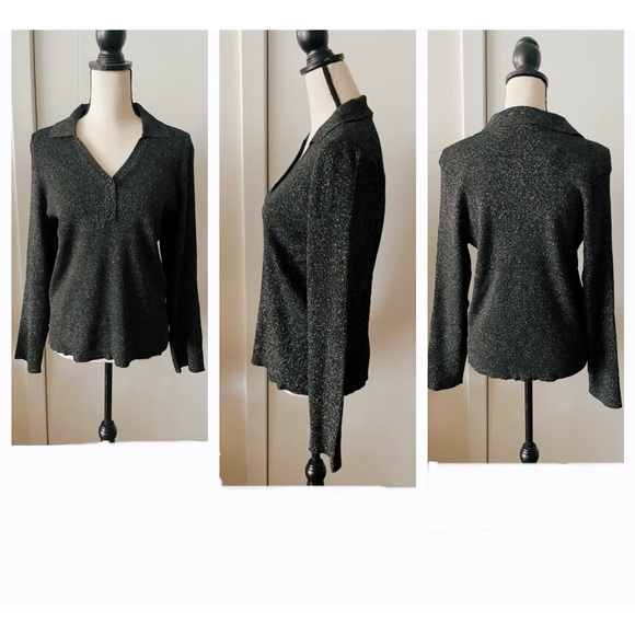 1.STATE Ribbed Silver Thread Polo Sweater - Picture 4 of 8